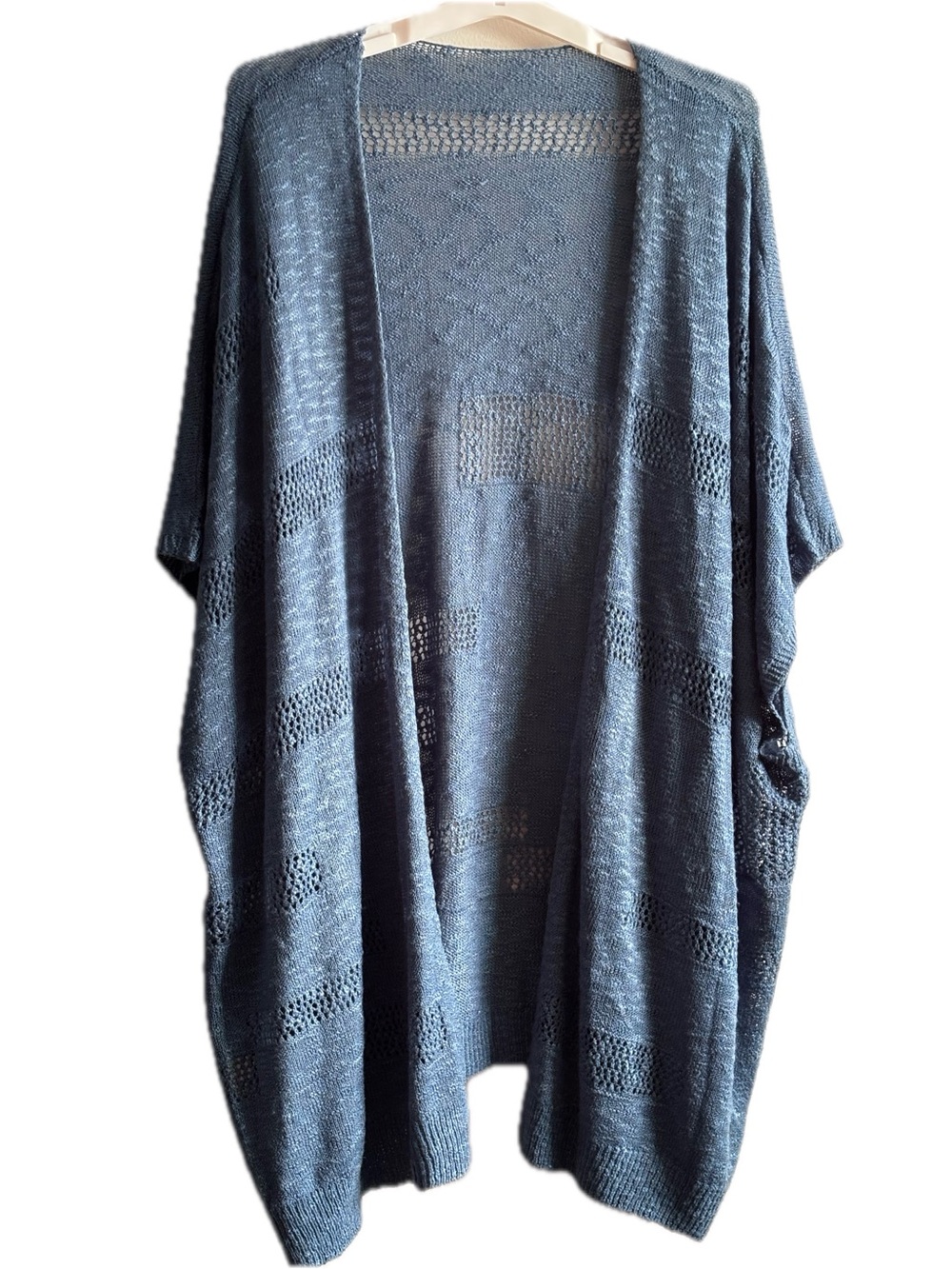 Slate Blue Open-Knit Women's Cardigan